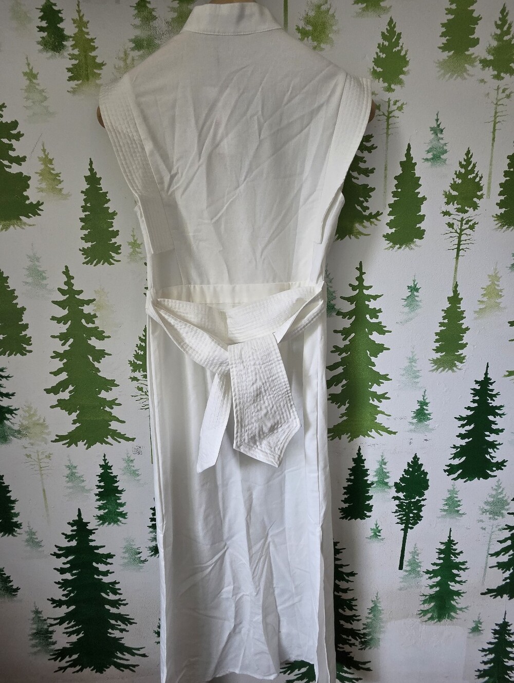 White Sleeveless Micas V-Neck Shirt Dress - Picture 2 of 9